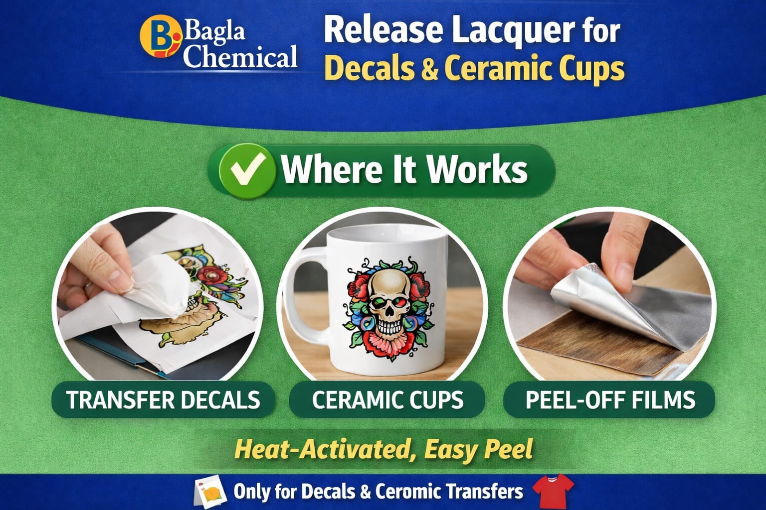 release lacquer for decals ceramic cups